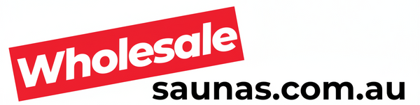 Inverted Wholesale Saunas Logo with White Text